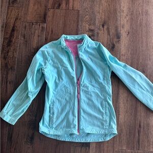 Vineyard Vines Light Blue Zip-Up Jacket with Pink Lining